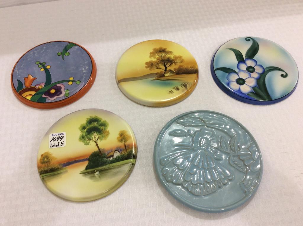 Lot of 5 Decorative Tea Tile Trivets