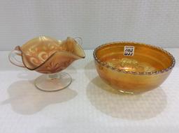 Lot of 2 Carnival Glass Pieces Including