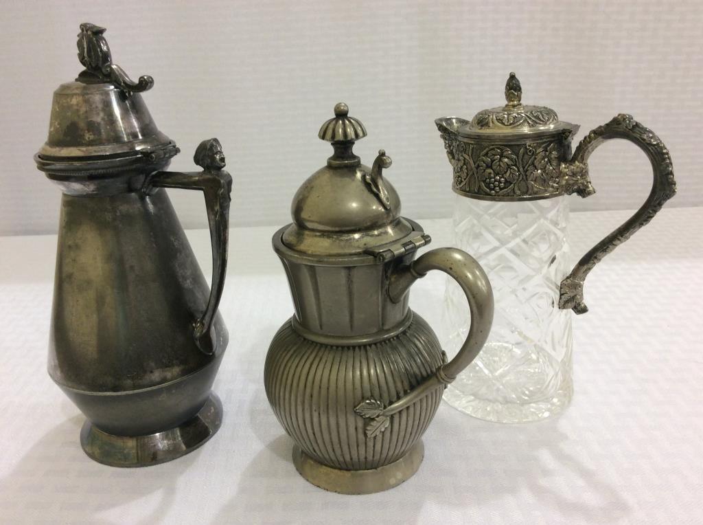 Lot of 3 Syrup Pitchers Including