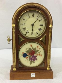 Seth Thomas Keywind Clock w/ Round Floral Painted