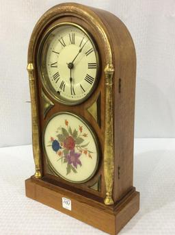 Seth Thomas Keywind Clock w/ Round Floral Painted