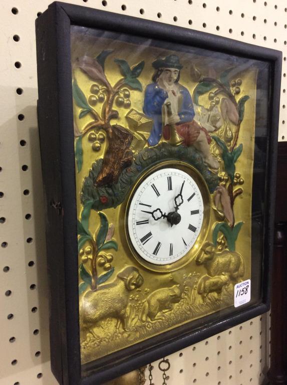 Wall Hanging Clock w/ Weights w/ Ornate