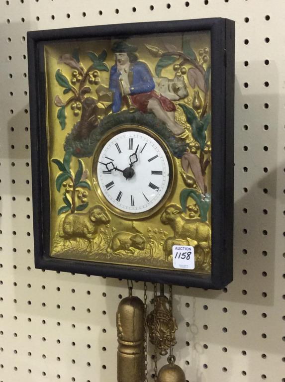 Wall Hanging Clock w/ Weights w/ Ornate