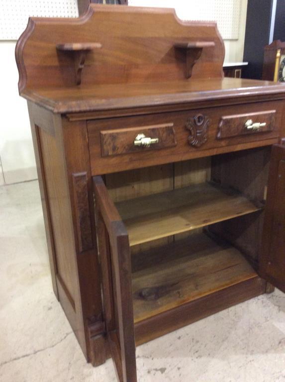 Antique Wood Commode w/ Candle Stands