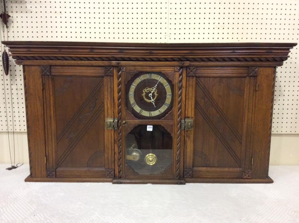 Lg. Unique Cabinet Clock w/ Keywind