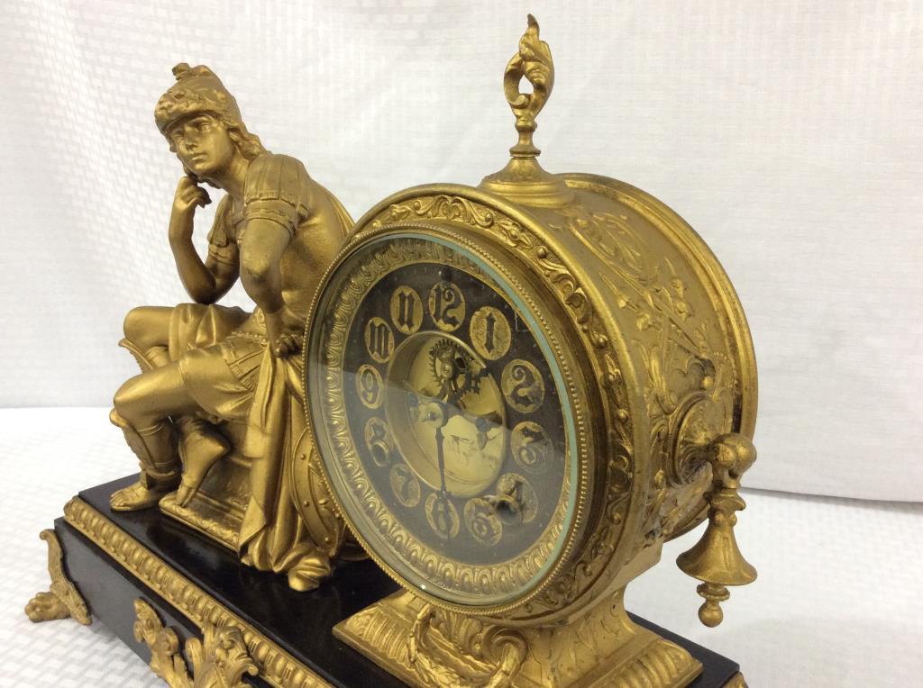 Onrate Iron Figural Ansonia Keywind Clock w/ Open