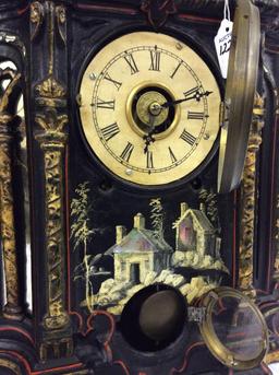Ornate Iron Keywind Clock-Clock Works but