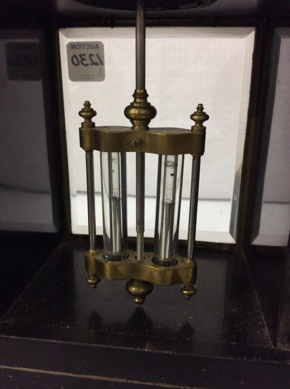 Ornate Brass & Marble Statue Clock w/ key