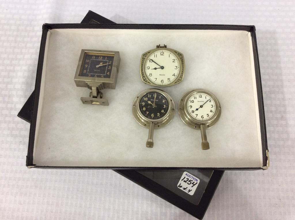 Group of 4 Sm. Car Westclox Clocks