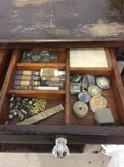 Antique Watch Makers Cabinet w/ Lathe, 4 Drawers