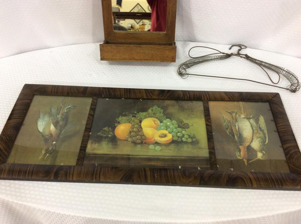 Lot of 4 Including Framed Fruit & Fowl Print