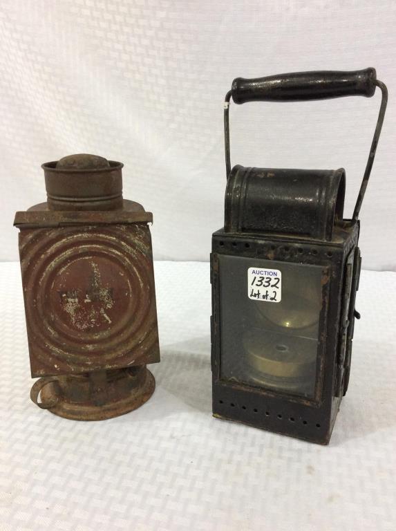 Lot of 2 Old Lamps Including Early Gas