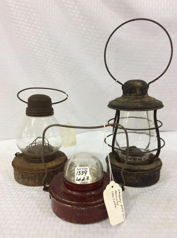 Lot of 3 Old Battery Operated Lanterns Including