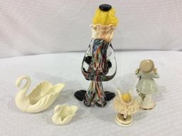 Lot of 5 Including Murano Glass Clown