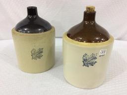 Lot of 2 One Gal. Stoneware Jugs Front Marked