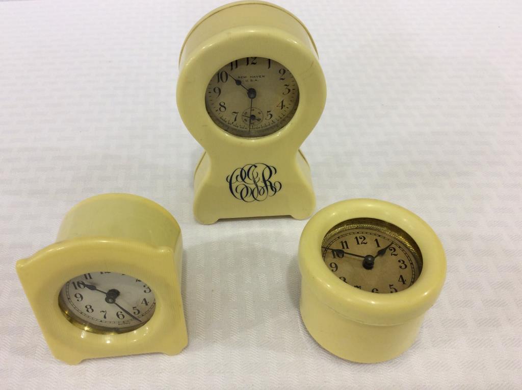 Lot of 6 Sm. Celluloid Wind Up Clocks