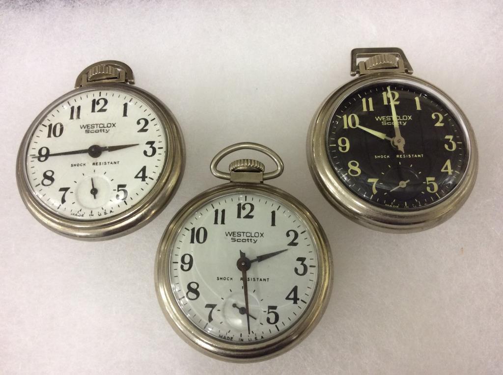 Lot of 6 Westclox Open Face Pocket Watches