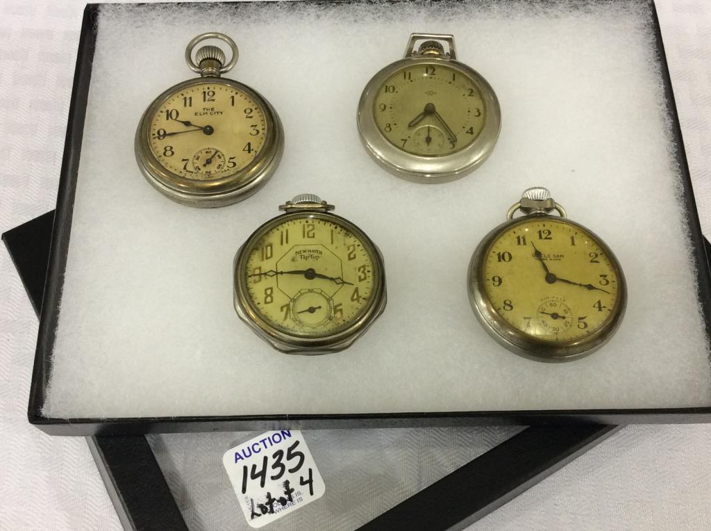 Lot of 4 Open Face Pocket Watches Including