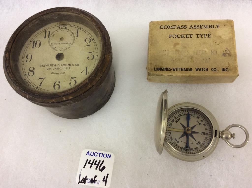 Lot of 4 Including Waltham Round Dial Clock