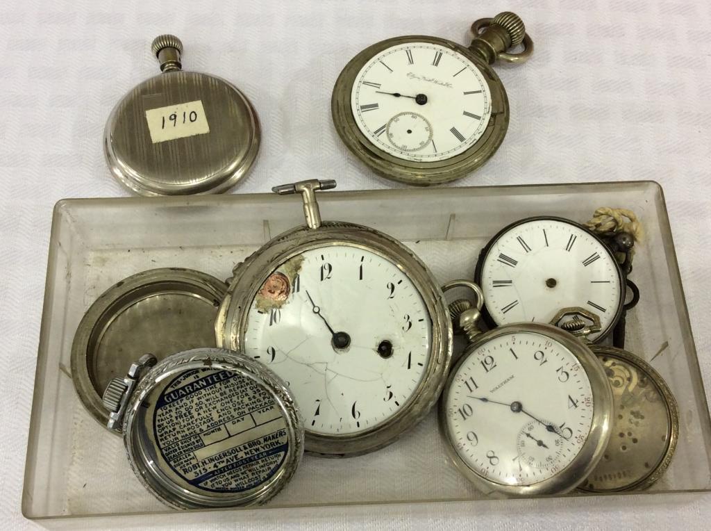 Box w/  Many Pocket Watches-Parts Only