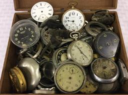 Box w/  Many Pocket Watches-Parts Only