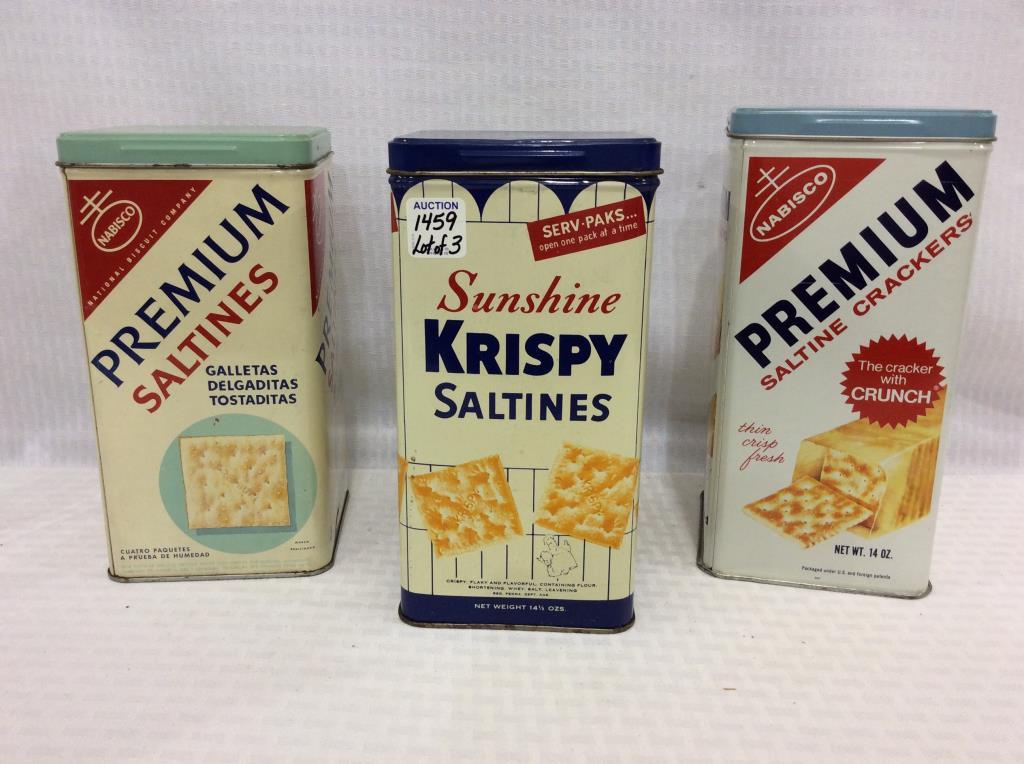 Lot of 3 Tin Saltine Cracker