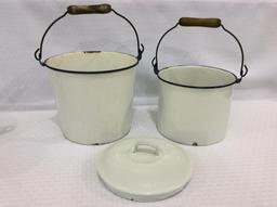 Lot of 5 White Porcelain w/ Cobalt Blue Trim