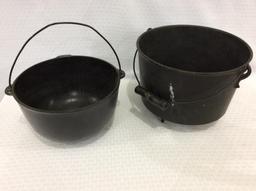 Lot of 2 Iron Pots w/ Handles