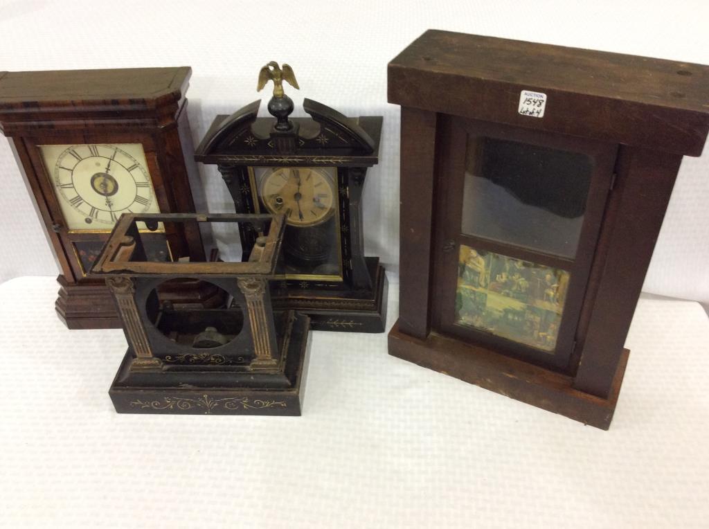 Lot of 4 Including Iron Clock Case Only,