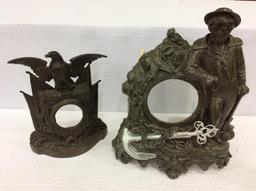 Lot of 4 Metal Figural Clock Cases ONLY-