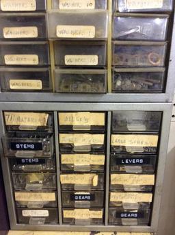 4 Nut & Bolt Bins Filled w/ Watch & Clock Repair