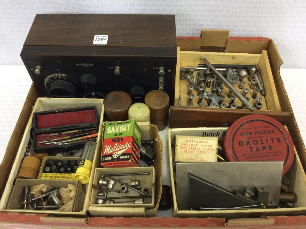 Box of Various Tools and Parts, Crosley Receiver