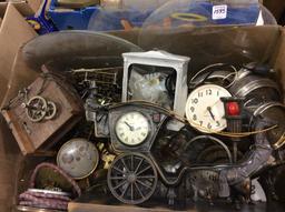 Lg. Box of Various Clock Parts & Damage or