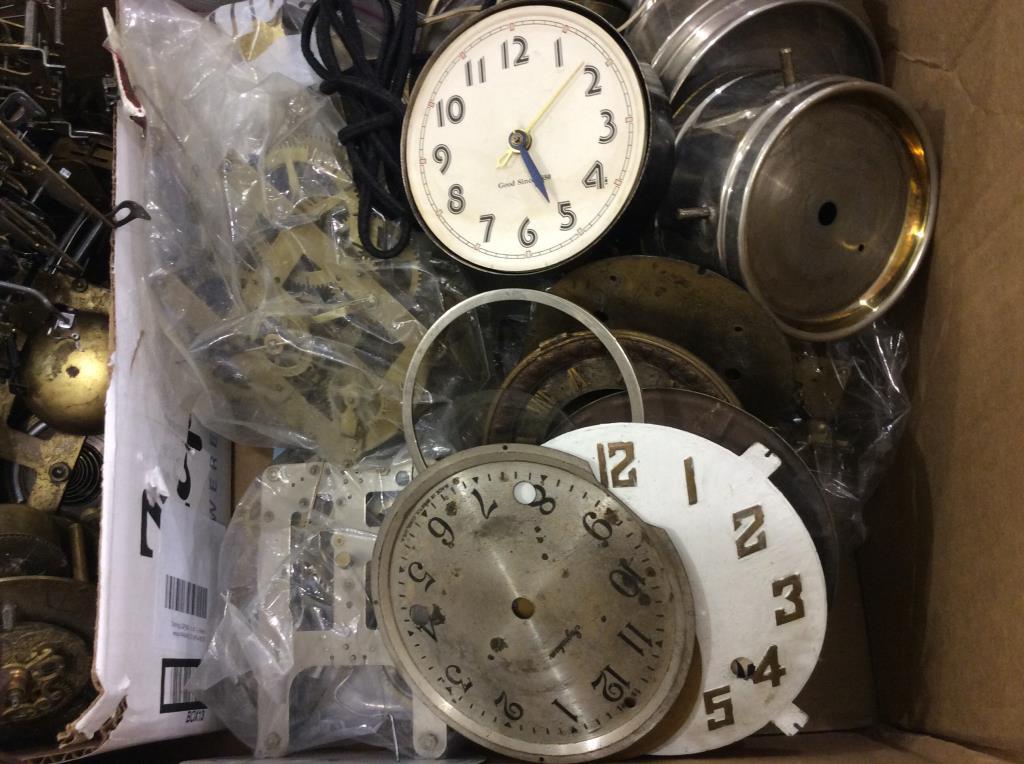 Lg. Box of Various Clock Parts & Damage or