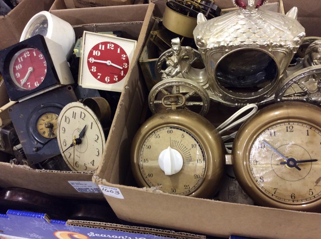 Very Lg. Box of Clocks-Some Parts Only Clocks