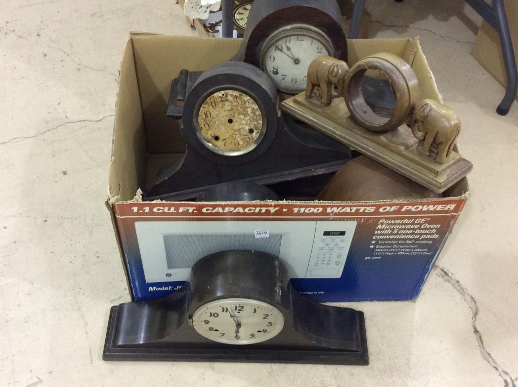 Box of Various Parts Only Mantle Clocks