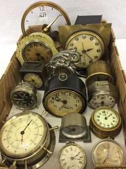 Lg. Box of Various Sm. Mostly Alarm Clocks