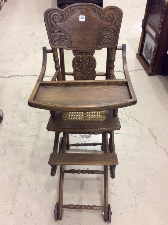 Antique Child's High Chair Converts to