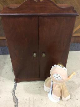 Wood Doll Wardrobe Cabinet with Ideal Doll 12