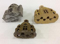 Lot of 3 Various Iron Building Banks