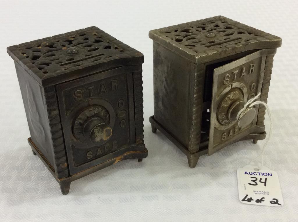 Lot of 2 Iron & Metal Star Safe Banks