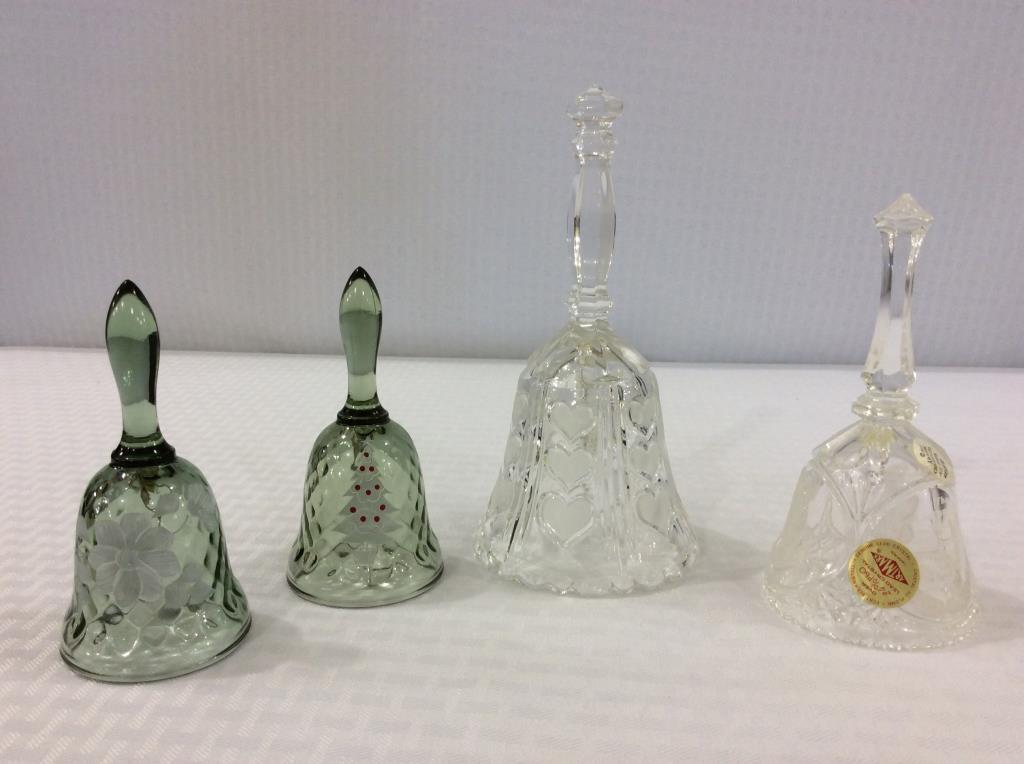 Lot of 4 Glass Bells Including Lead
