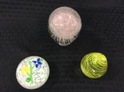 Lot of 3 Art Glass Paperweights
