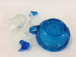 Lot of 3 Blue Glass Pieces Including