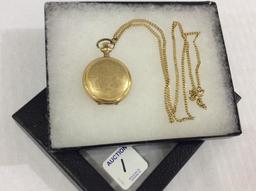 Ladies Elgin Gold Hunting Pocket Watch w/ Chain