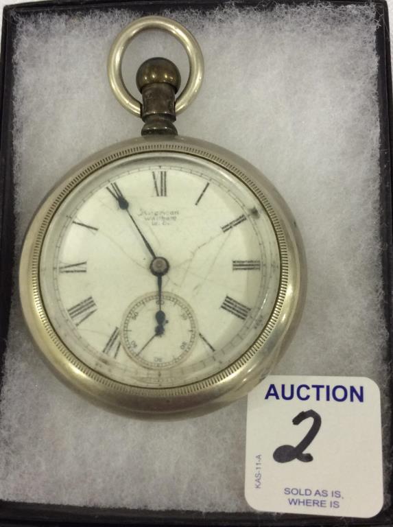 Silver Open Face American Waltham Pocket Watch