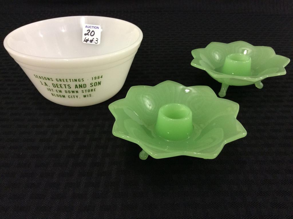 Lot of 3 Including Adv. Fireking Bowl-1964