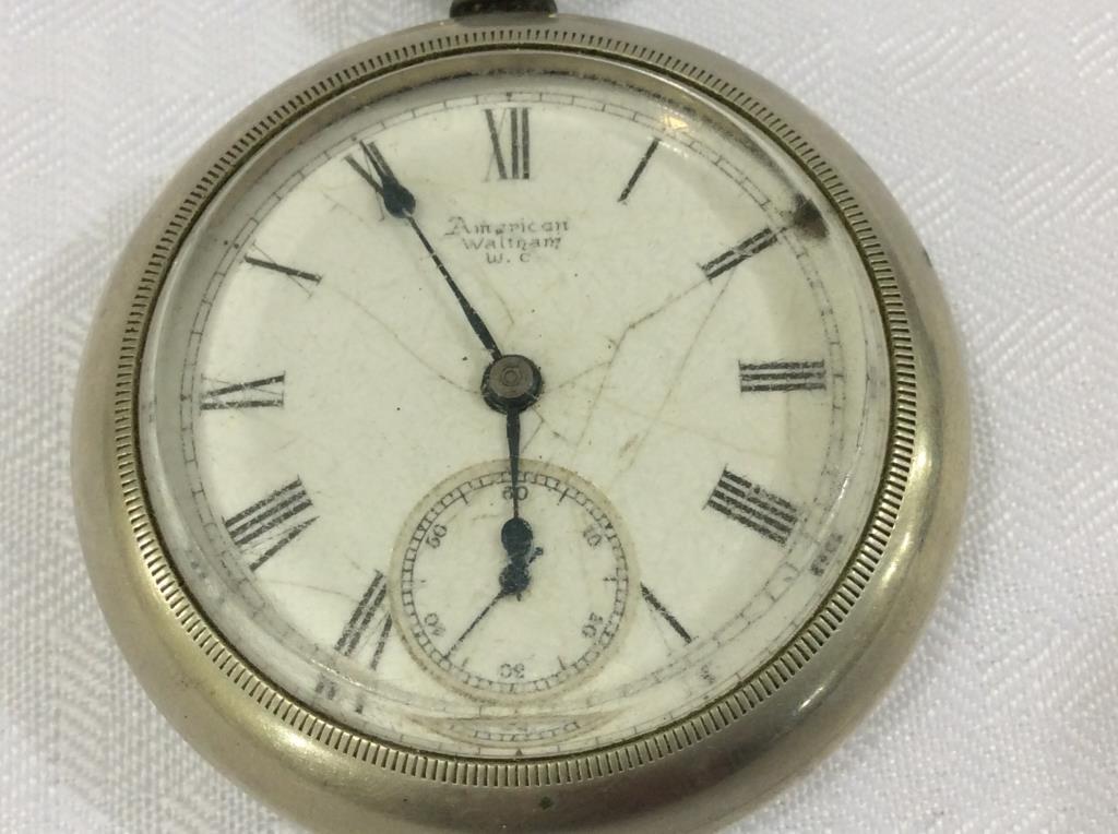 Silver Open Face American Waltham Pocket Watch