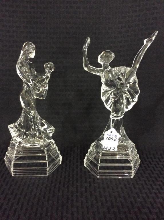 Lot of 2 Glass Statues-Ballerina & Mother