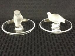 Lot of 2 Lalique France Satin Glass Pin Trays